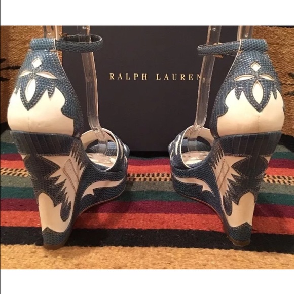 RALPH LAUREN COLLECTION Western Southwestern Style Lizard Skin Leather Wedges - Picture 3 of 12